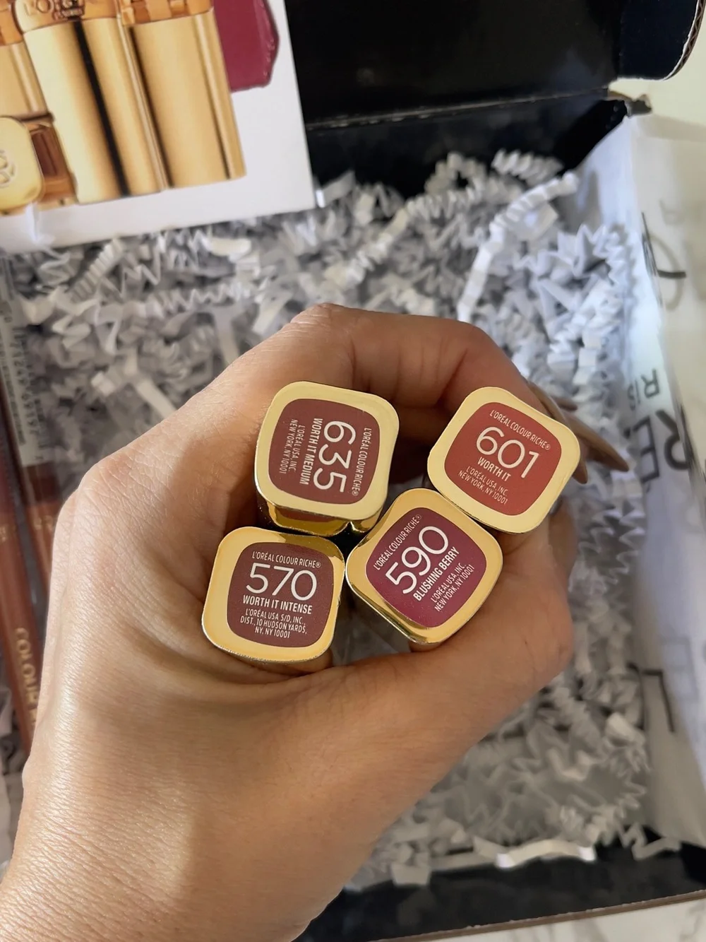 L'Oreal Gold Satin Lipstick Collection with Nude Lip Liners